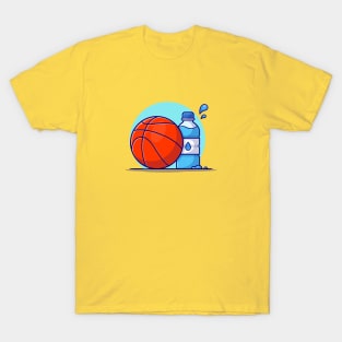 Basket Ball With Bottle Cartoon Vector Icon Illustration T-Shirt